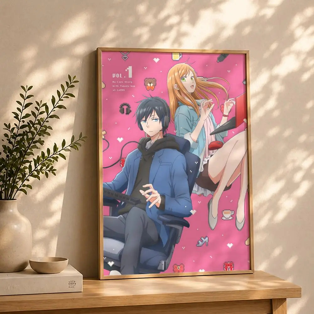 Anime M-My Love Story with Yamada-kun at Lv999S Poster HD Self Adhesive Waterproof Wall Art Ideal for Home Office Dorm Bedroom Peaceful Pleasures Health and Wellness White5 30X40cmNoframe