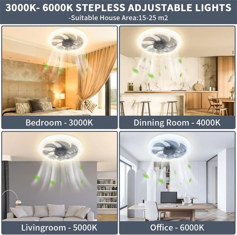 Modern LED Ceiling Fan with Remote Dimming | Bedroom &amp; Office
