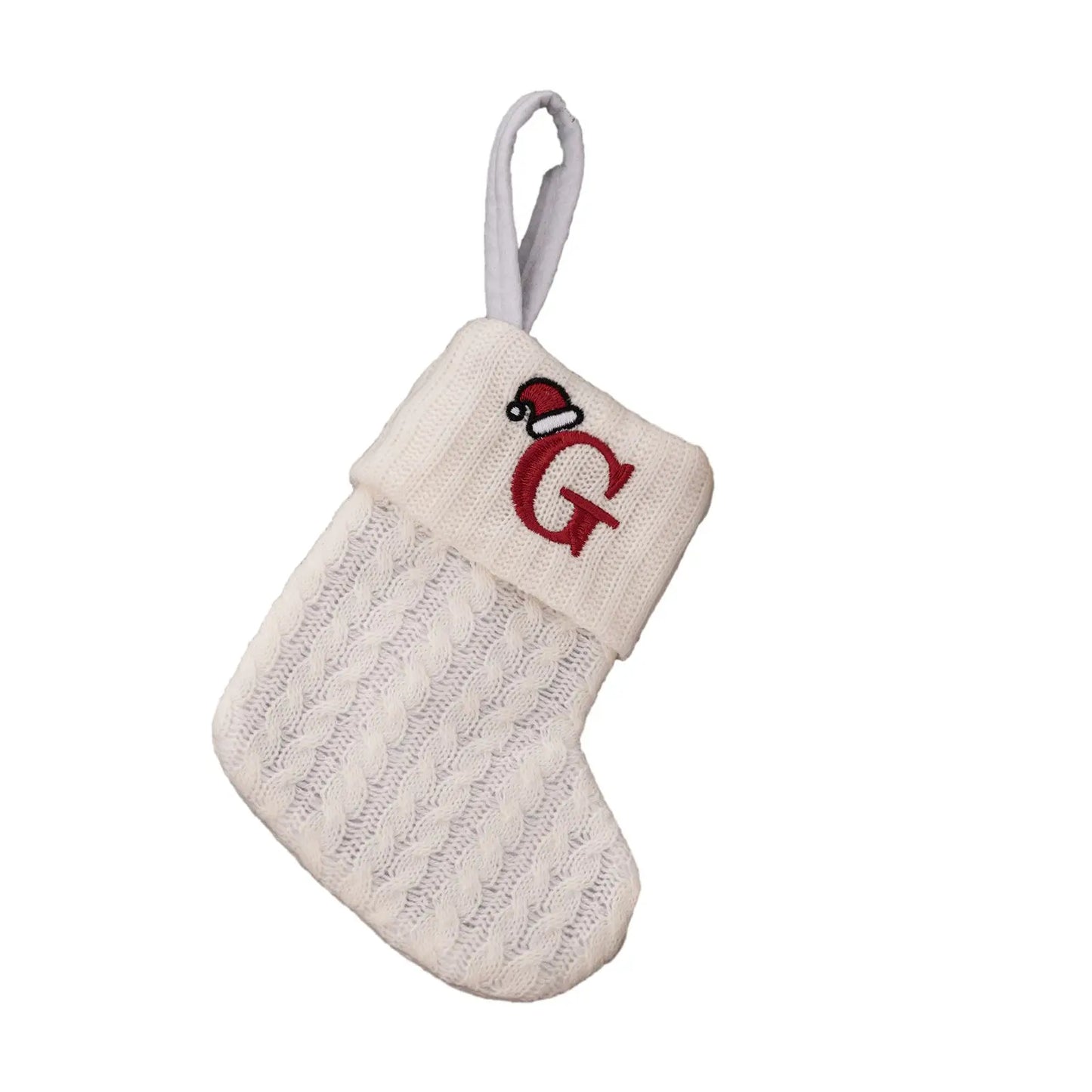 Knitted Christmas Stocking with Hanging Rope | Kids Candy Bag