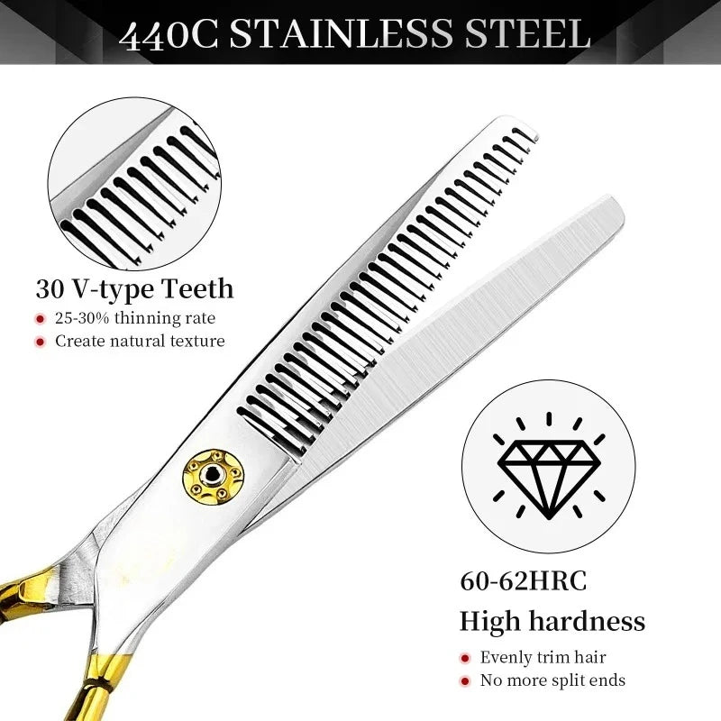 Barber Hair Cutting Scissors 440C High-end Professional Extremely Sharp Hairdresser Shears for Hair 6 Inch Haircut Scissors Peaceful Pleasures Health and Wellness