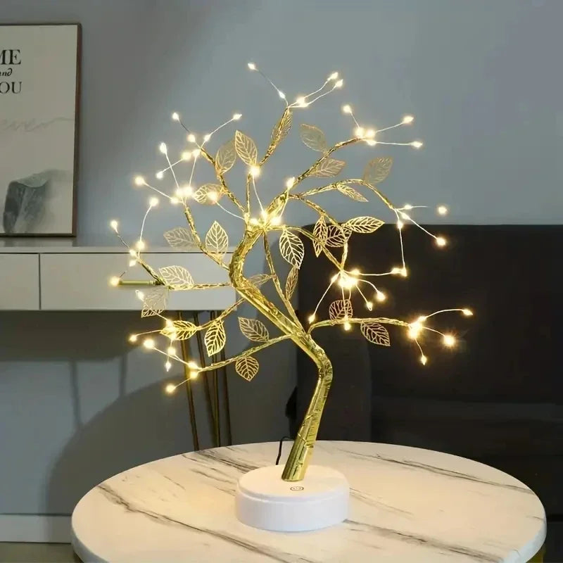 USB Copper Wire Gold Leaf Night Lamp – Eye-Safe Desk Light