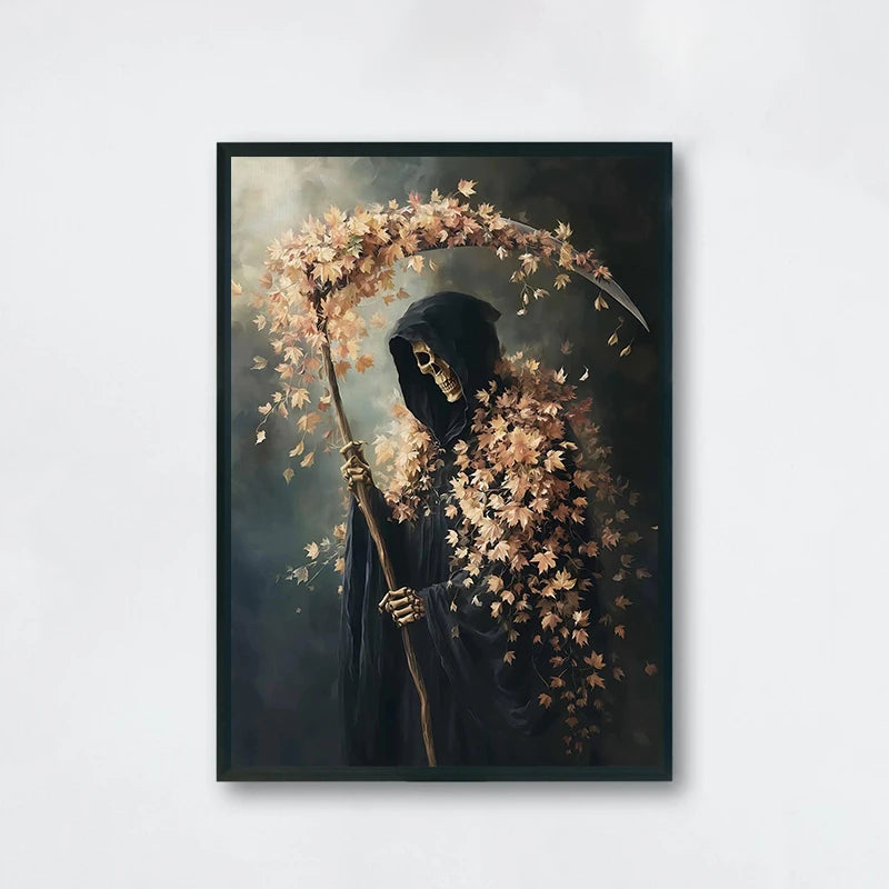 Dark Victorian Reaper Crow Ghost Canvas Wall Art Print | Gothic