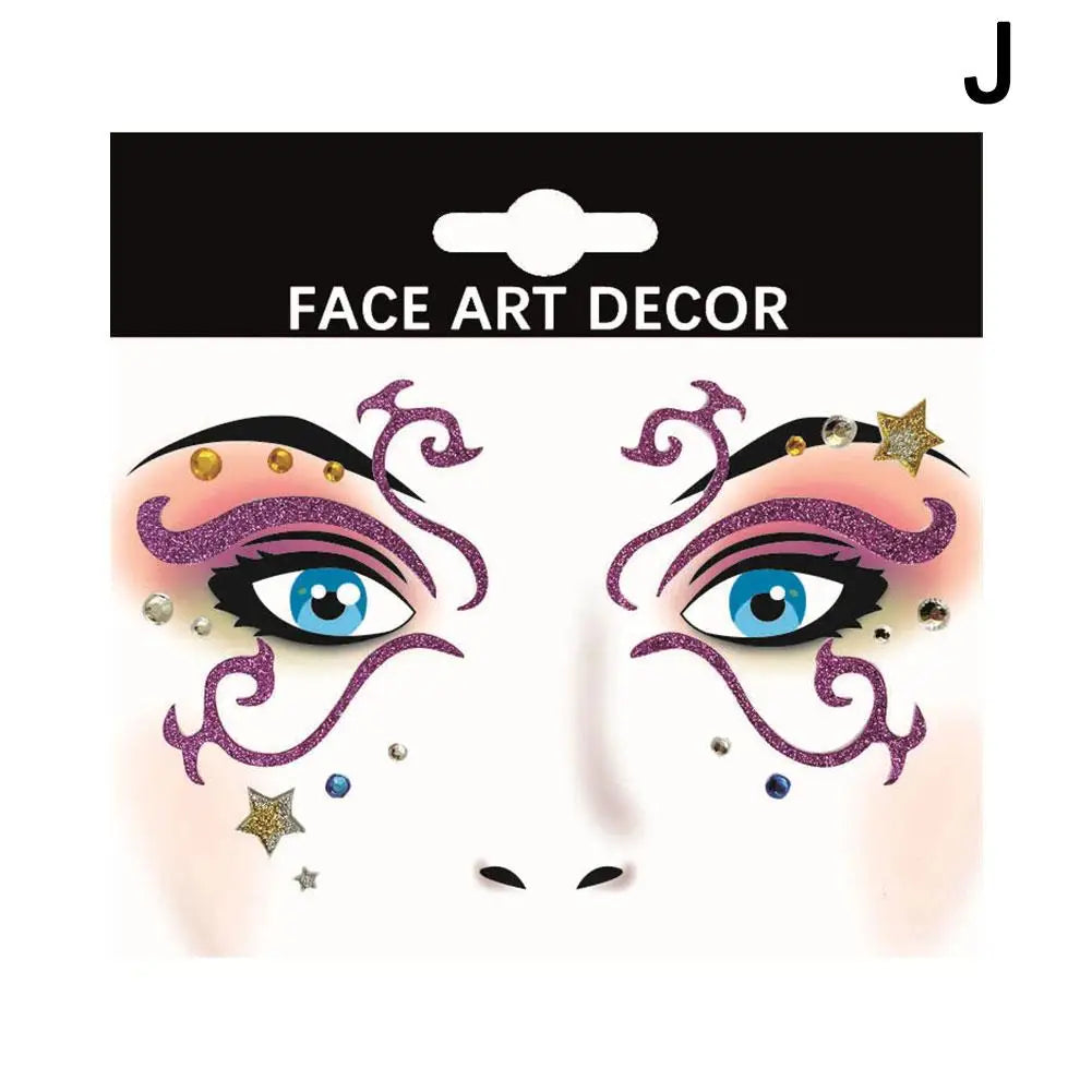 Halloween Face Gems Crystal Rhinestone Glitter Jewel Stickers