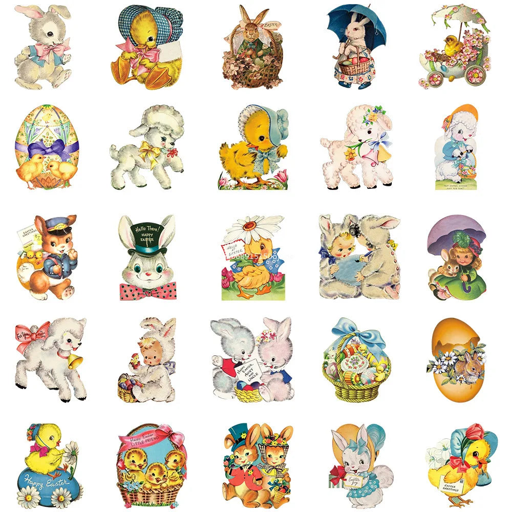 25Pcs/Set Cute Easter Bunny Eggs Stickers for Planner, Journal, Scrapbook, Phone and Laptop, DIY Card Making Craft Decoration Peaceful Pleasures Health and Wellness