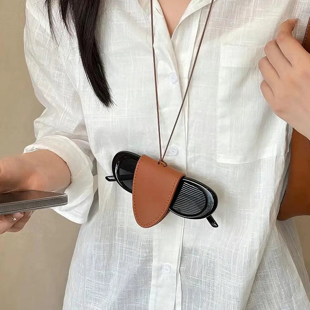 Leather Glasses Neck Lanyard Holder – Unisex Eyewear Pouch