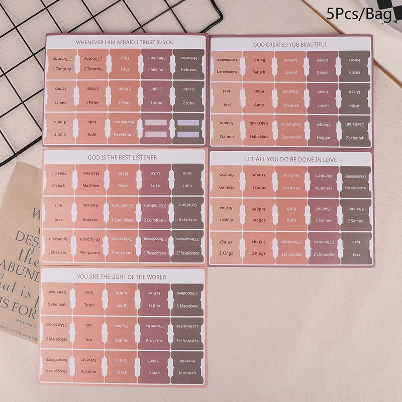Boho Laminated Bible Tabs – 5 Index Tabs for Study Bible