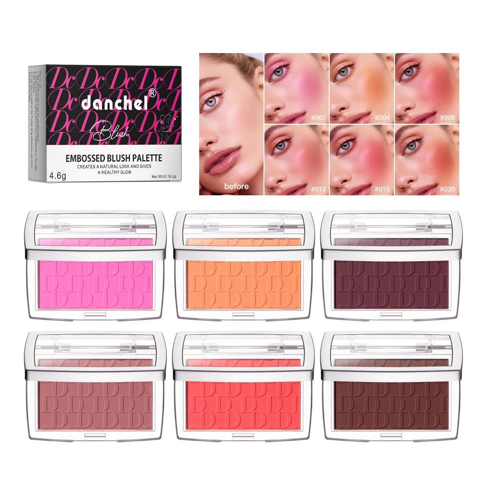 2pcs Matte Embossed Blush Palette High Pigmented Pink Coral Cheek Blush Powder With Professional Makeup Brush Peaceful Pleasures Health and Wellness