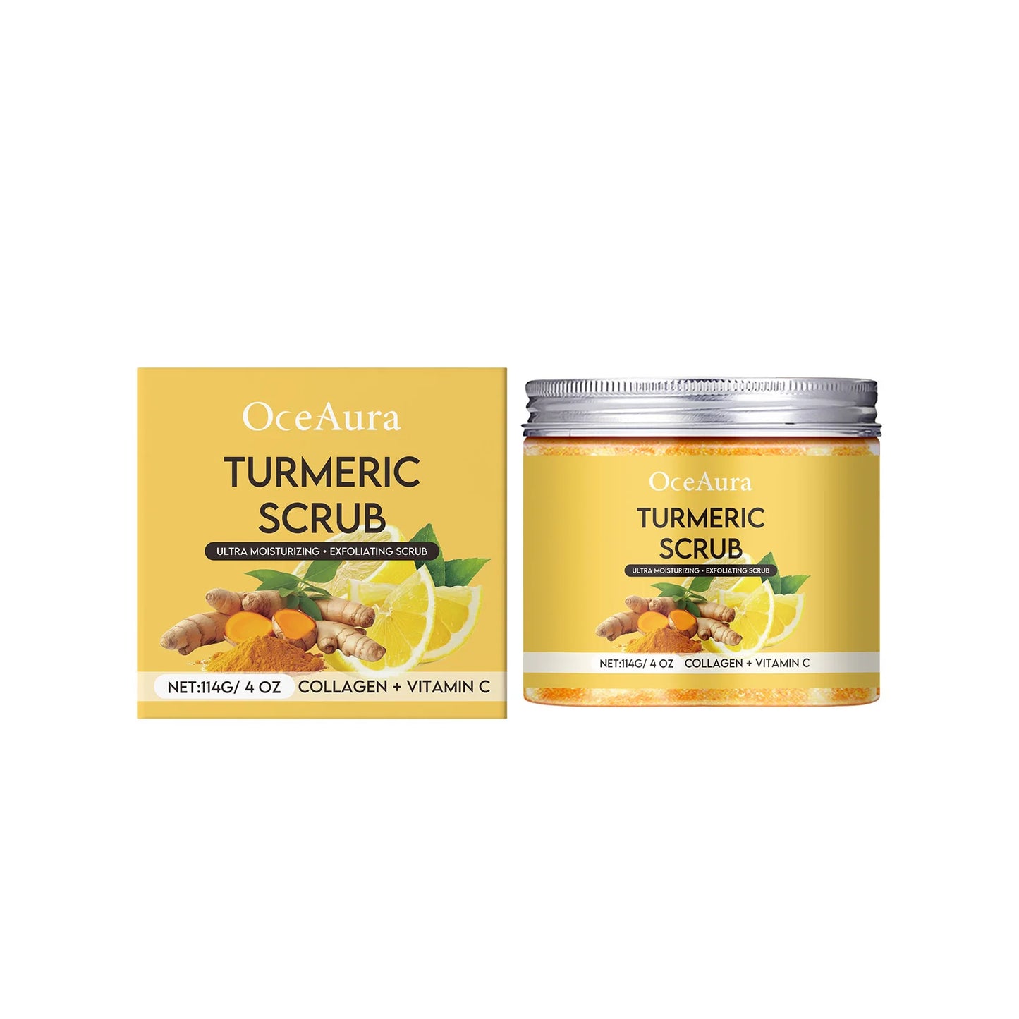 OceAura Turmeric Lemon Exfoliating Body Scrub 114g