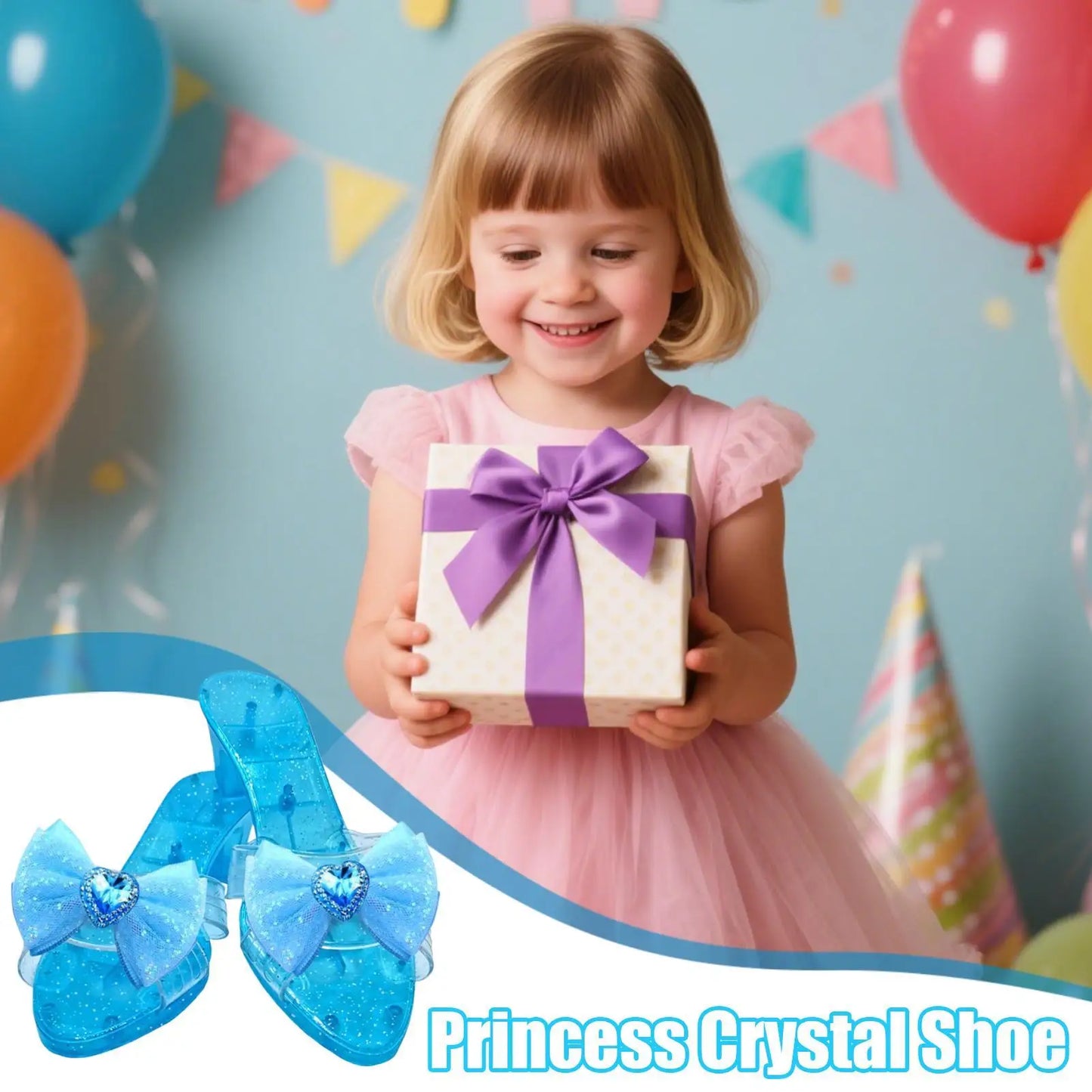 Girls Princess Crystal Dress-Up Shoes | Sparkly Costume Heels