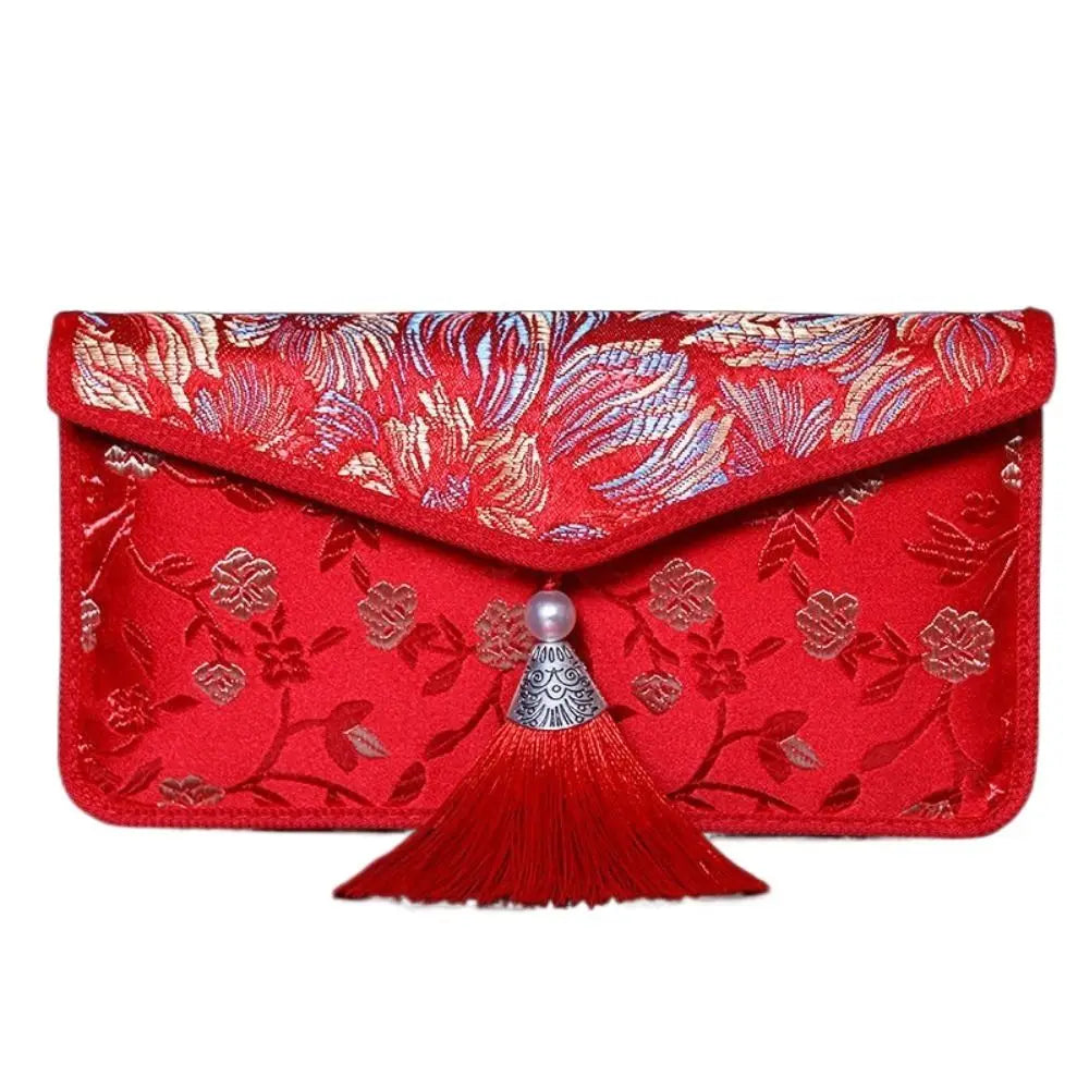 Embroidered Silk Red Envelope Gift Bag – New Year & Wedding
