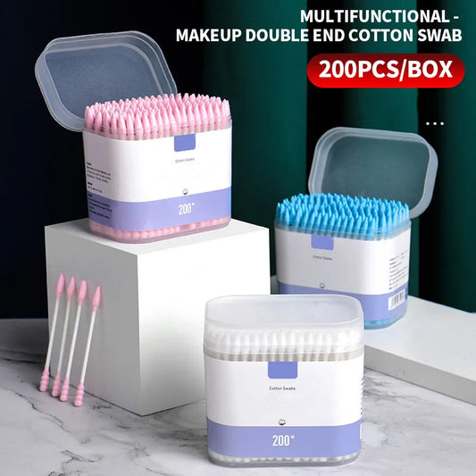 200-Pack Double-Ended Cotton Swabs – Makeup & Personal Care Cotton Swabs Oasis Select