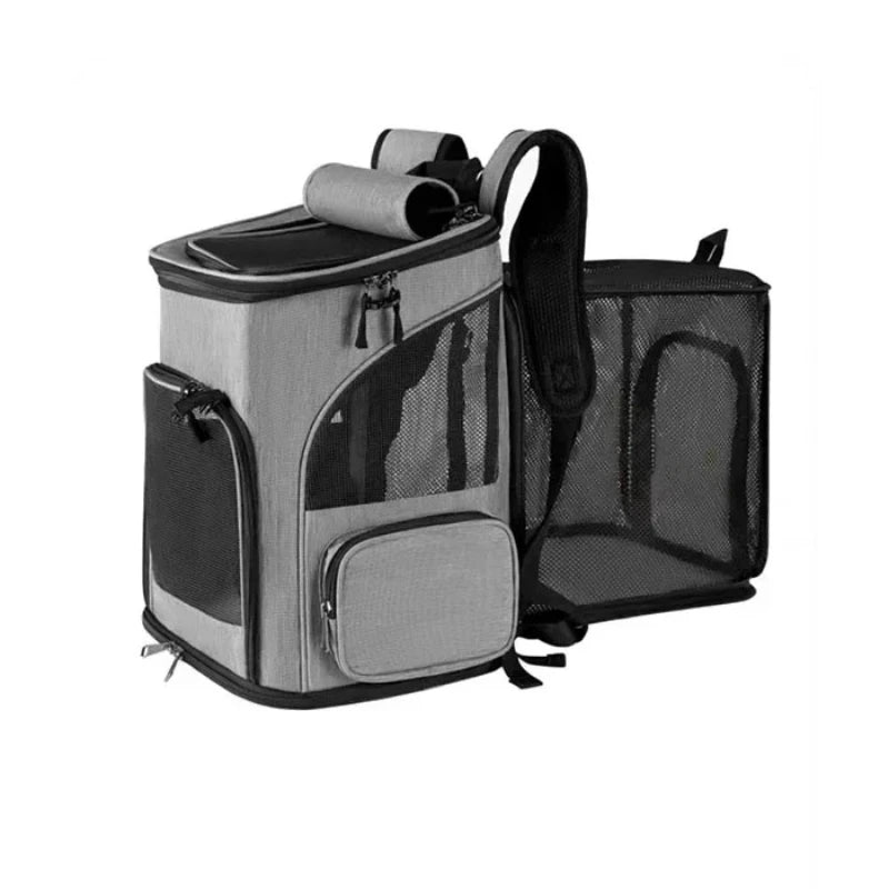 Breathable Foldable Expandable Large Capacity Creative Pet Carrier Backpack Travel Transport Bag for Cats Small Dogs Peaceful Pleasures Health and Wellness Grey