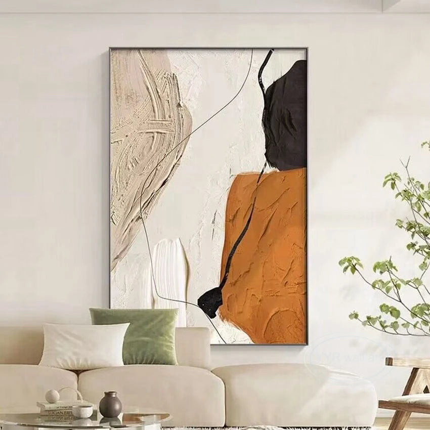 Nordic Modern Abstract Color Matching Thick Oil Handmade Oil Painting For Home Decoration Bedroom Dining Room Living Room Mural Peaceful Pleasures Health and Wellness