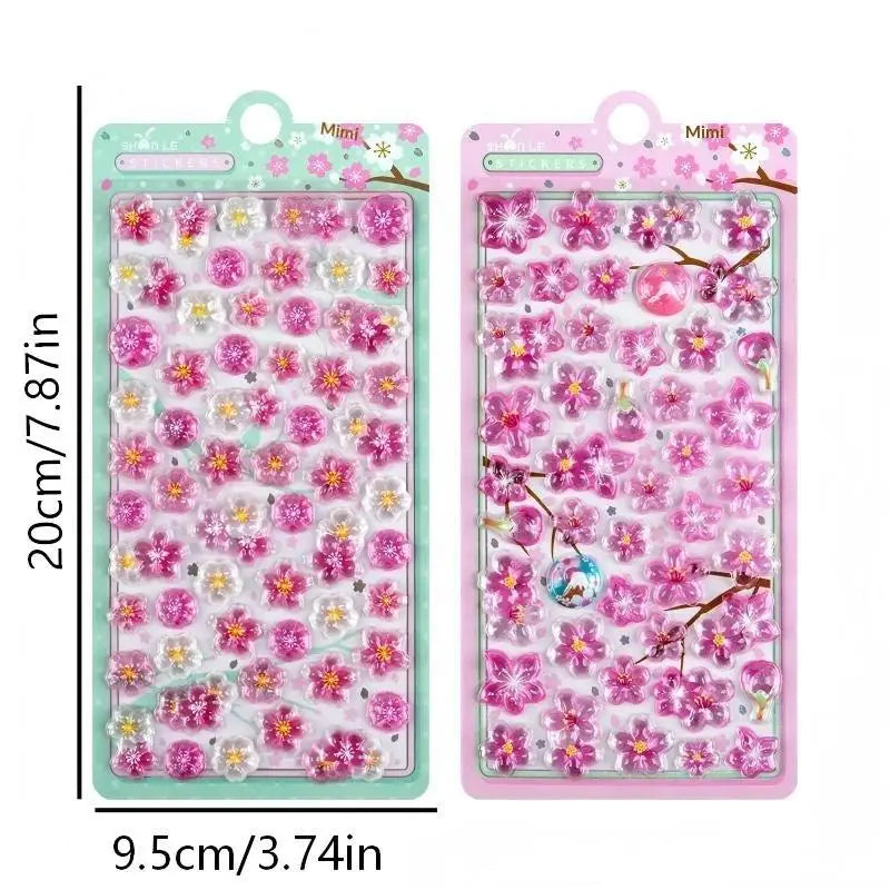 3D Cherry Blossom Stickers – Scrapbooking & Journal Decals