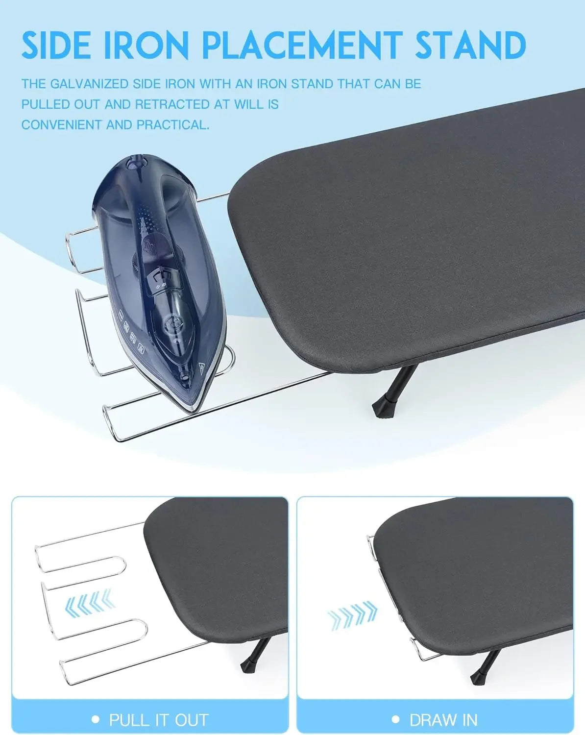 Foldable Mini Ironing Board with Iron Rest, Compact Portable for Dorm, RV, Travel Apartments Black Peaceful Pleasures Health and Wellness