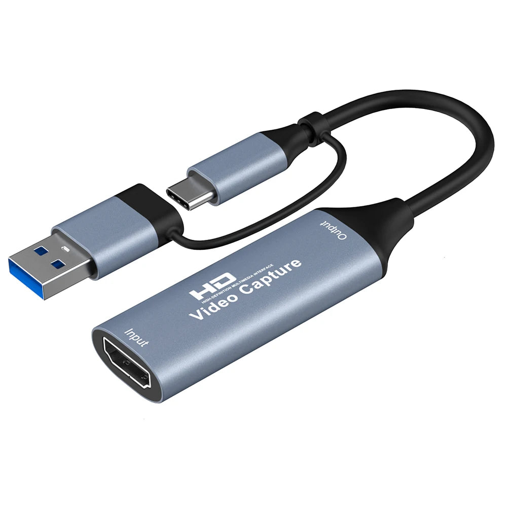4K HDMI Capture Card USB-A/USB-C for OBS, PS4, Xbox, Switch Peaceful Pleasures Health and Wellness Grey