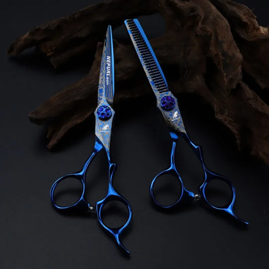 Professional 6 Inch Japan 440 Steel Hair Scissors Barber Salon Haircut Thinning Shears Peaceful Pleasures Health and Wellness