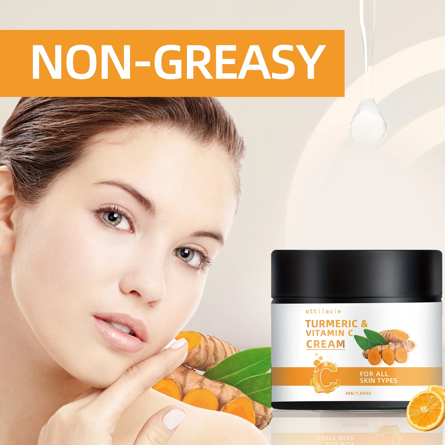 Turmeric & Vitamin C Cream -Lightweight Nourishment for Face& Neck, Fast-Absorbing HydrationAll Skin Types Peaceful Pleasures Health and Wellness
