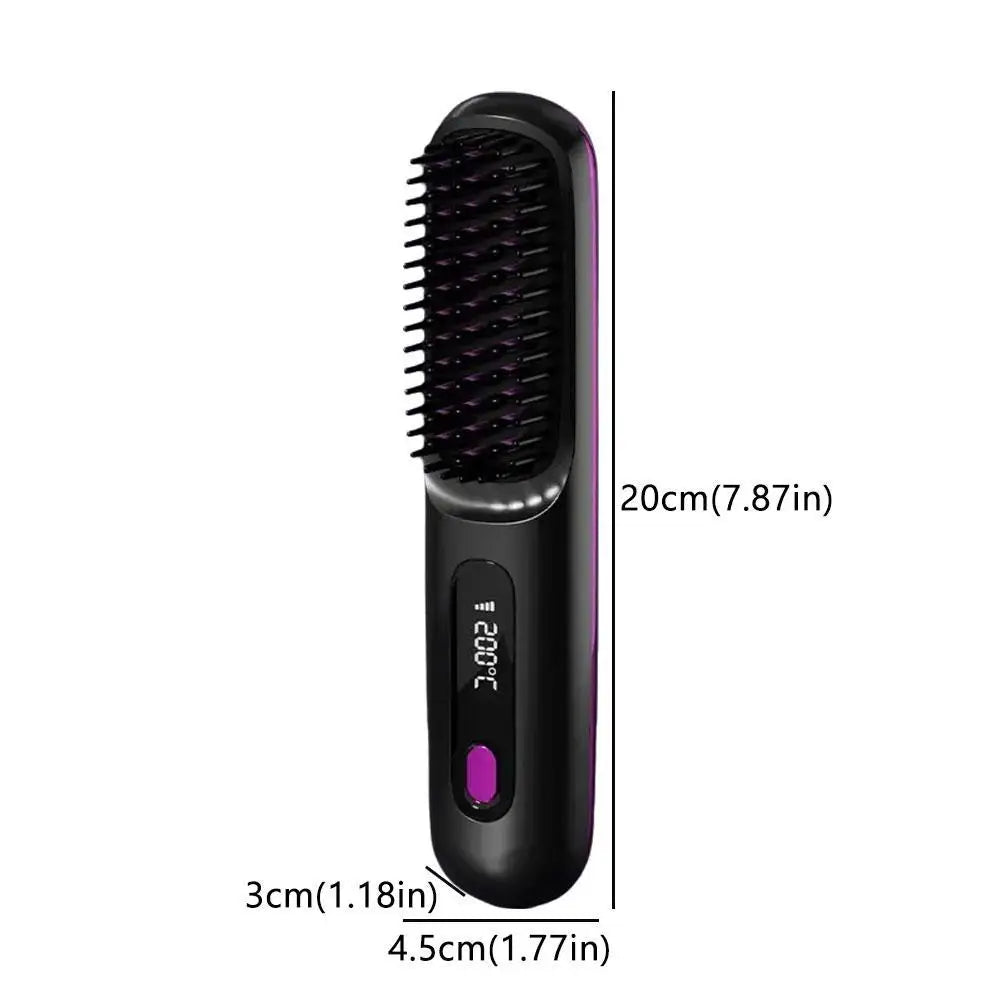 Thermostatic Electric Heating Heating Straight Hair Comb Wireless Portable Negative Ion Styling Tool Rechargeable USB Hair Tools Peaceful Pleasures Health and Wellness