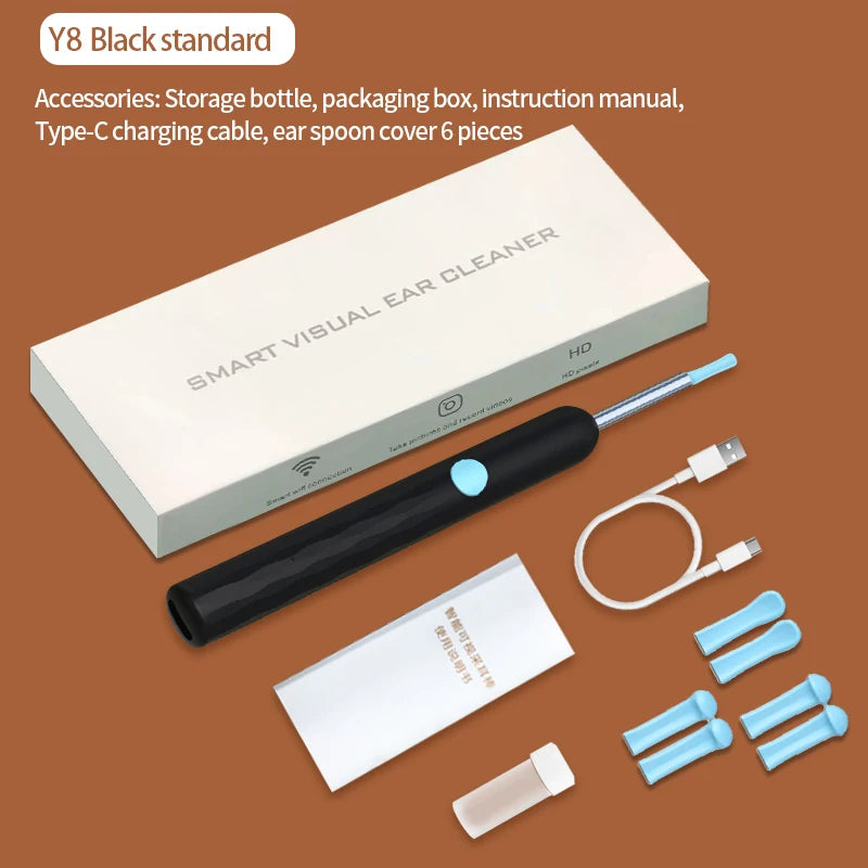 【HOT SALE】Visual Ear Wax Cleaner with Camera Safe Earwax Removal Endoscope with Camera Luminous Otoscope Ear Cleaning Tools Peaceful Pleasures Health and Wellness Standard-Black