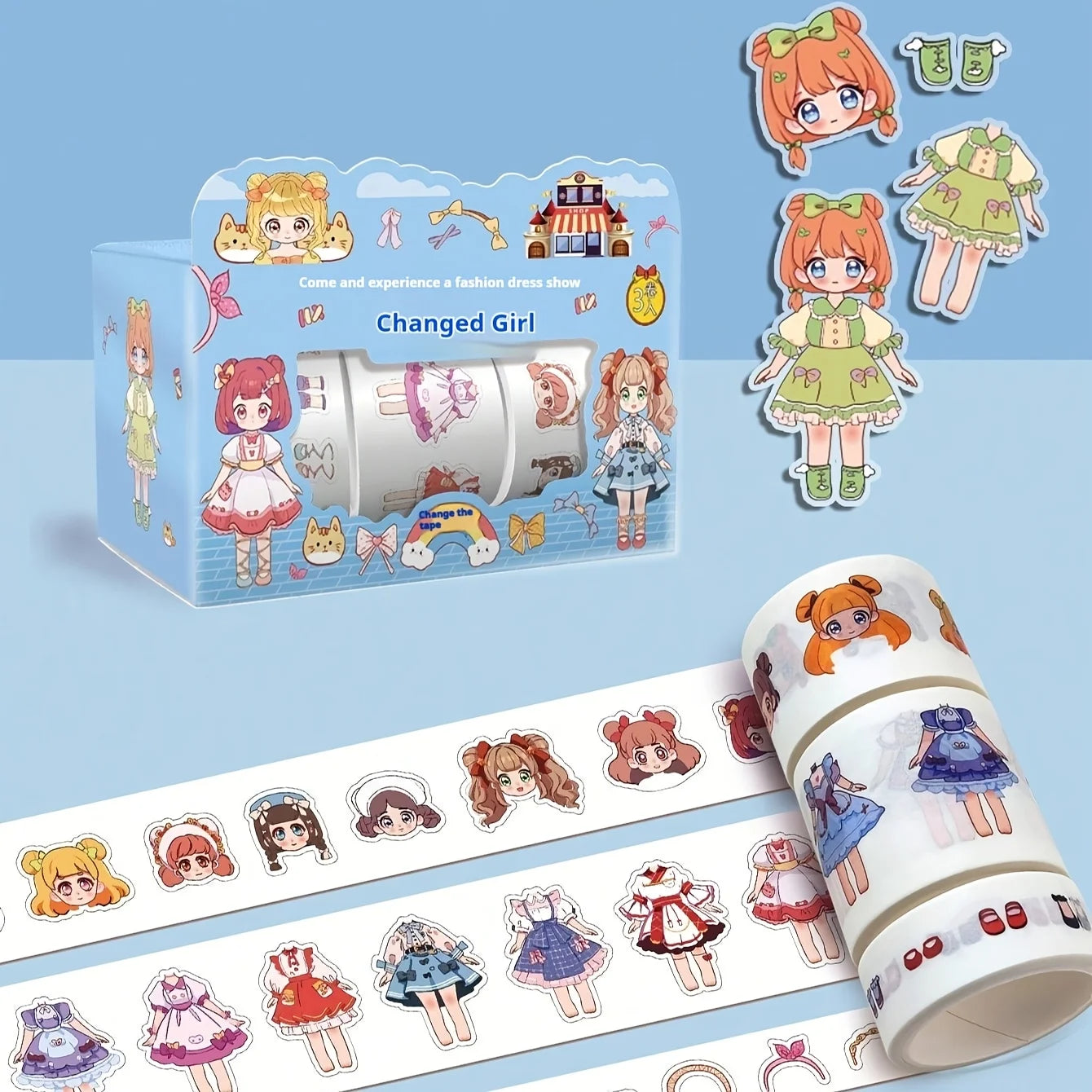 3-Roll Cute Cartoon Sticker Tape | DIY Scrapbooking Stickers