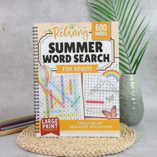 A4 Large Print Summer Word Search Book 600 Words Puzzles Adults Peaceful Pleasures Health and Wellness
