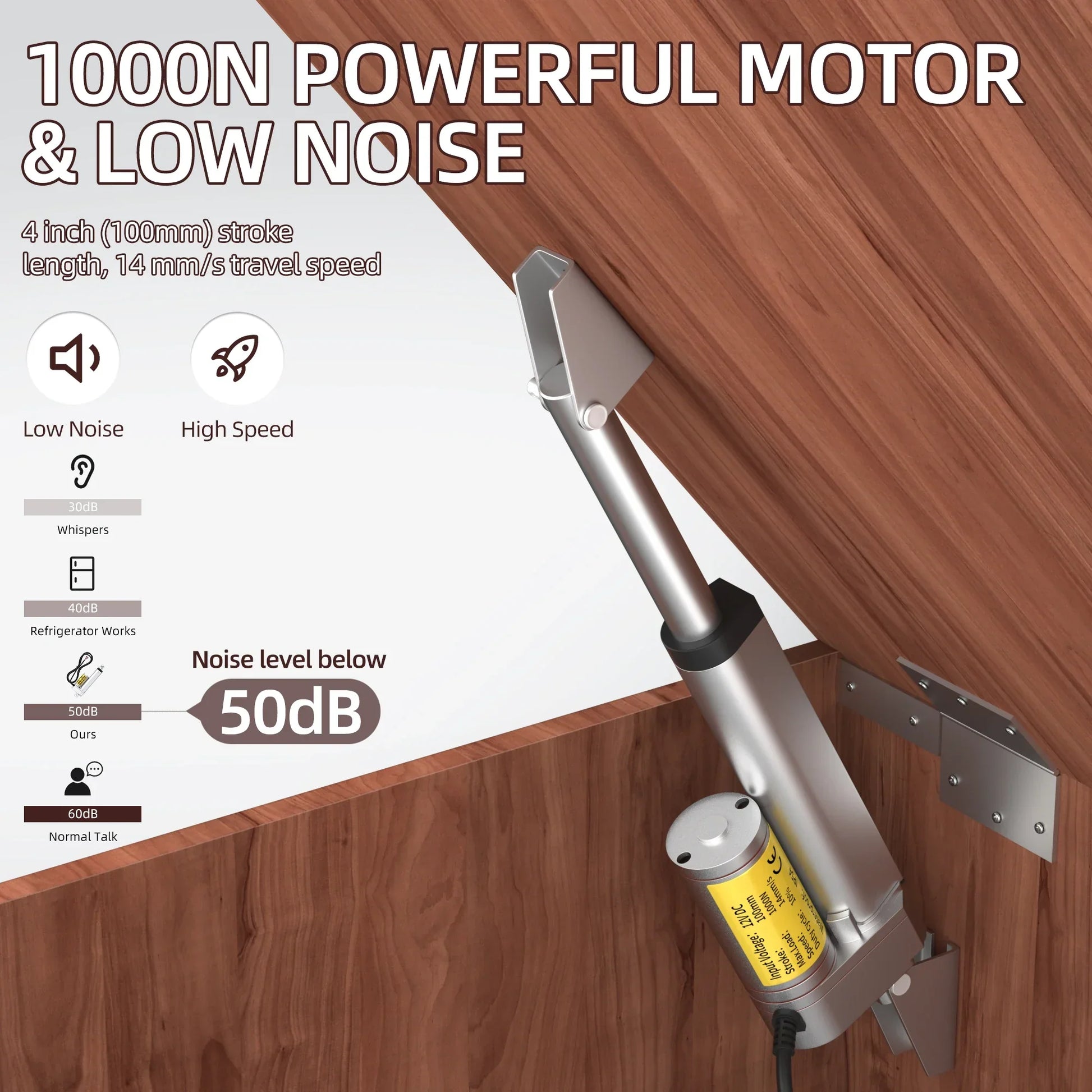Linear Actuator 12V 1000N Stroke 14mm/s IP54 Waterproof Linear Actuator 100MM 450MM for RV Motor Home Peaceful Pleasures Health and Wellness