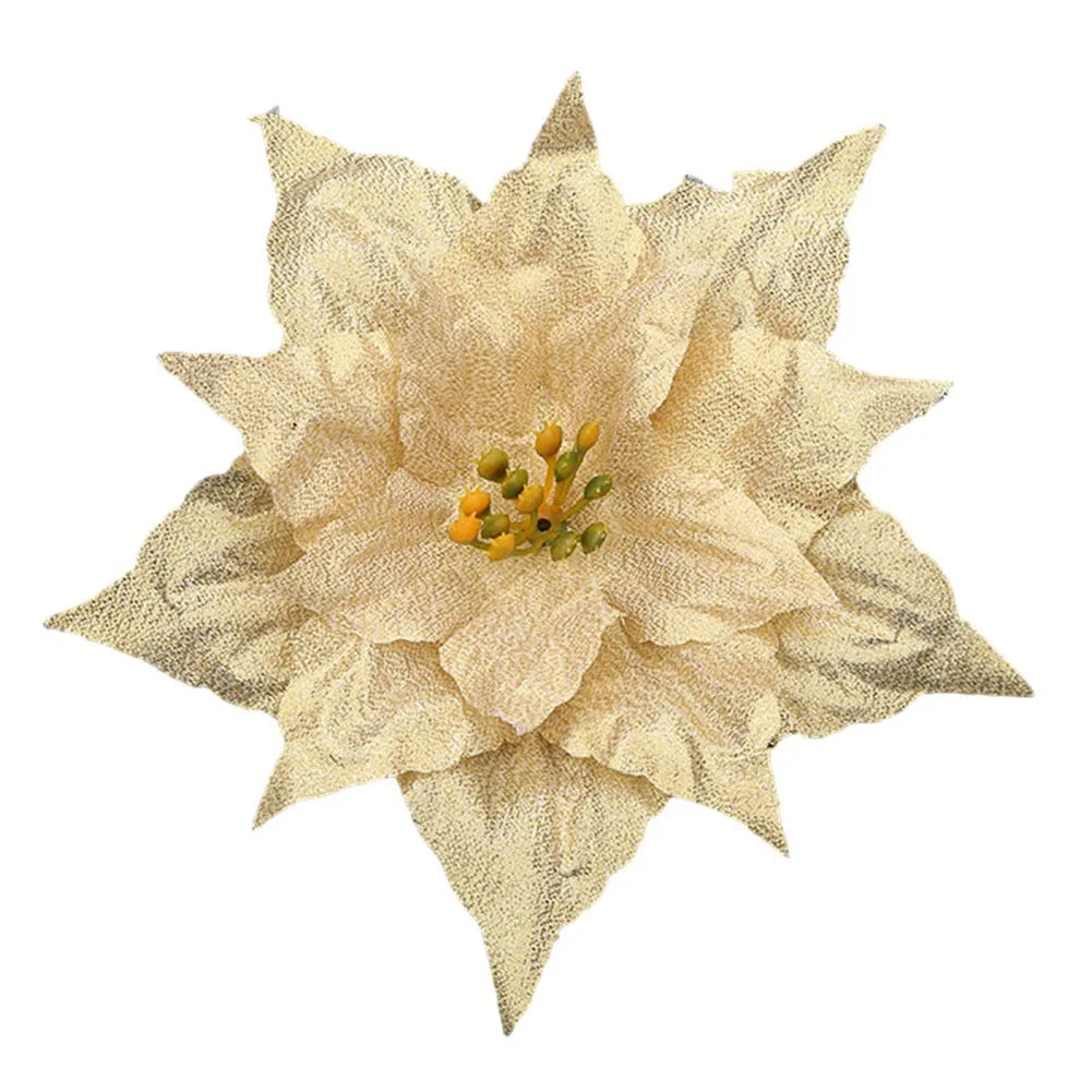 Glitter Poinsettia Christmas Flower Decoration 20cm | 10 Colors