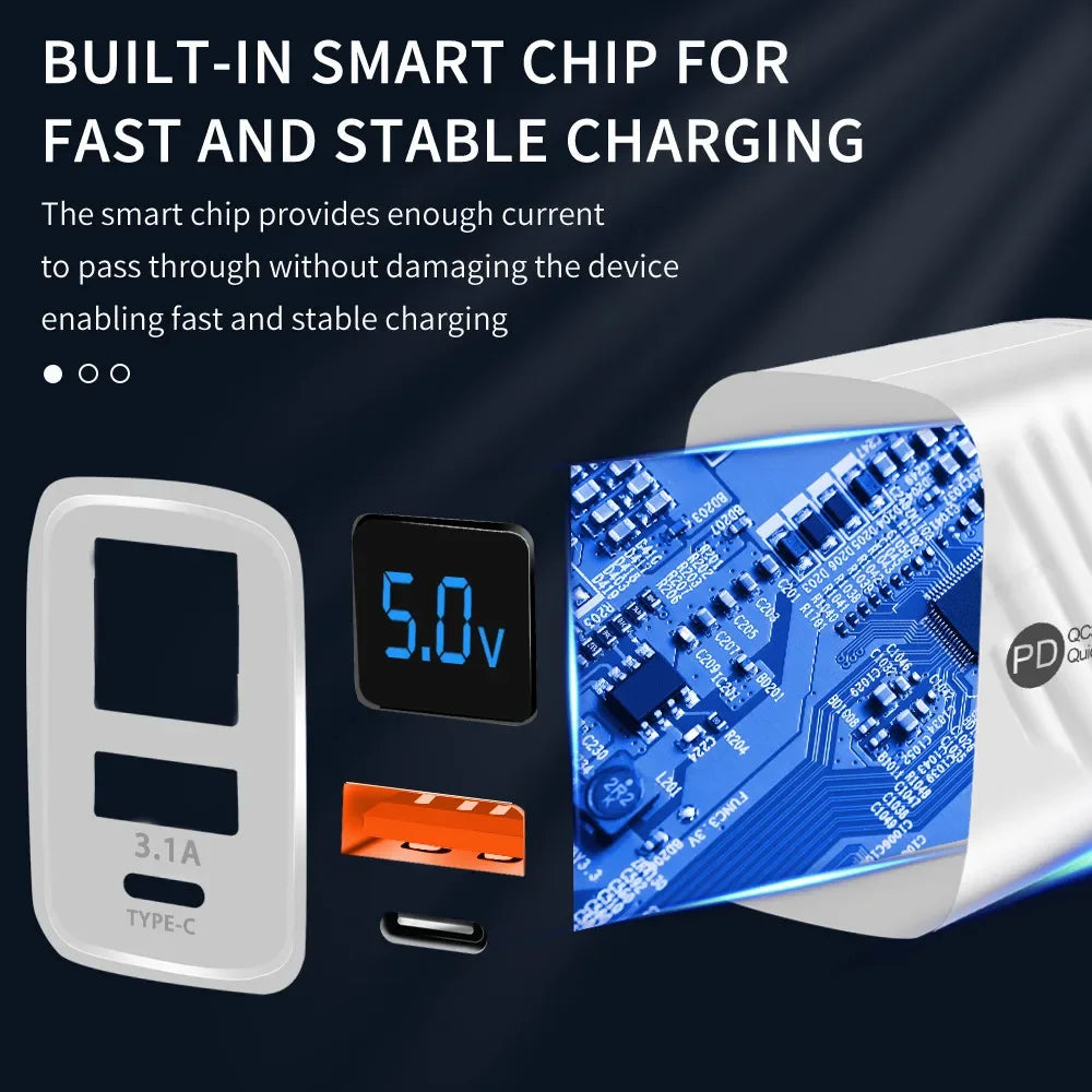 PD 20W USB-C Fast Charger QC 3.0 | iPhone Samsung Xiaomi