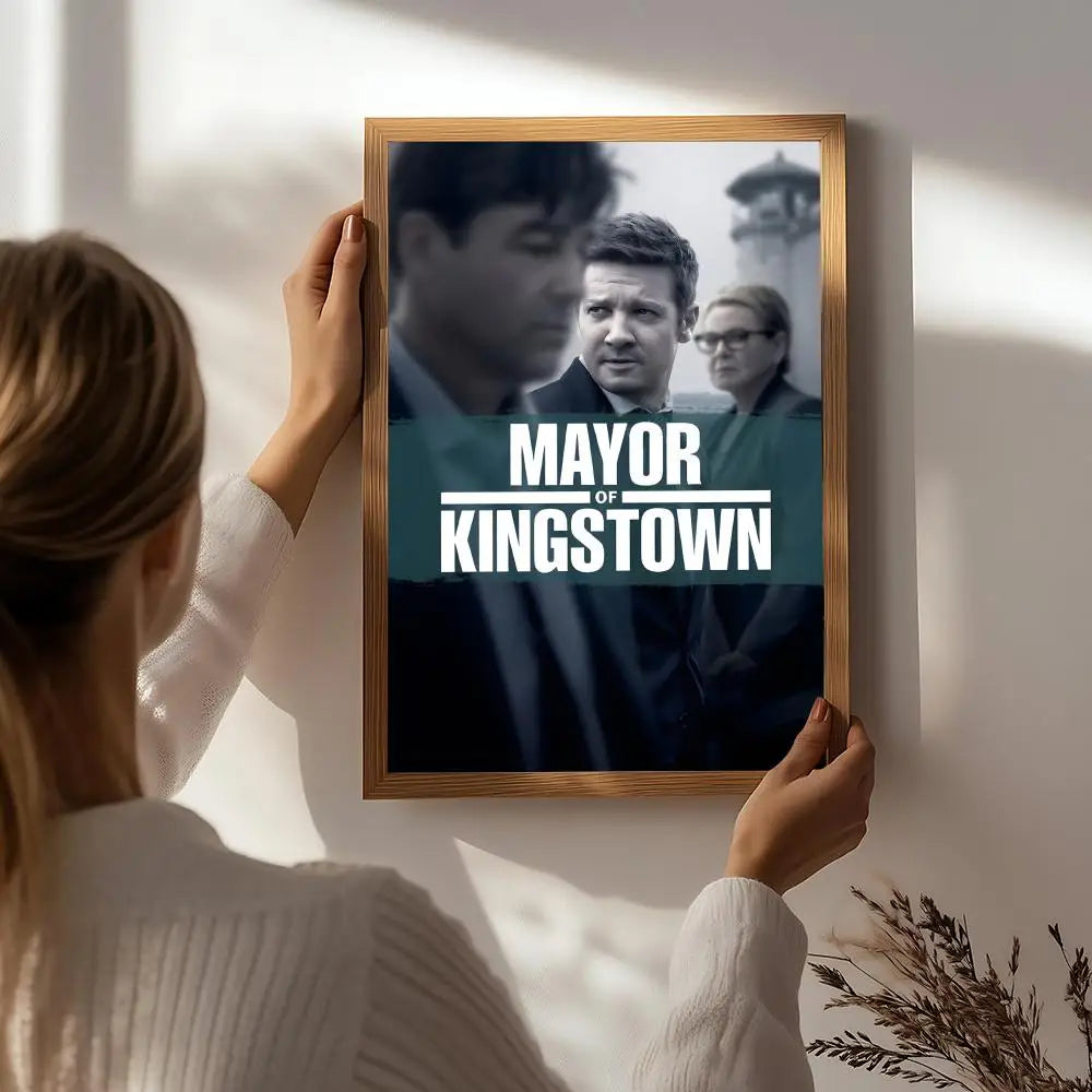 TV M-Mayor of Kingstown Poster HD Self Adhesive Waterproof Wall Art Ideal for Home Office Dorm Bedroom Great Gift Peaceful Pleasures Health and Wellness White8 50X70cmNoframe