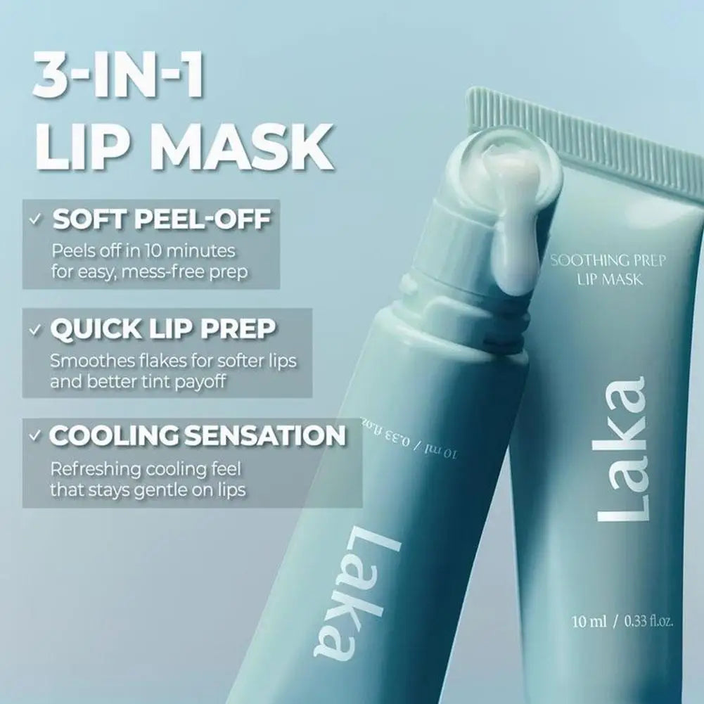 10ml Original 3-in-1 Lip Mask Laka Soothing Prep Lip Mask Soft Quick Peel-Off Mineral Hydrating Moisturizing Cooling Lip Blam Peaceful Pleasures Health and Wellness