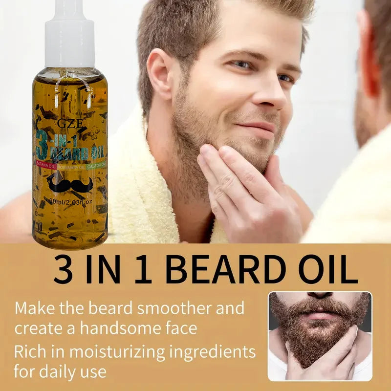 GZE 3-in-1 Beard Oil | Batana, Rosemary & Castor Oil – 60mL