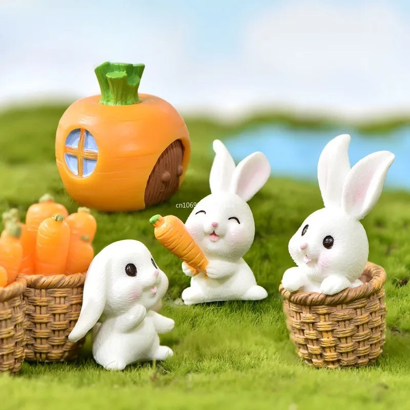 1Pcs Rabbit Miniature, Figurines Carrot Fairy Garden, Mini DIY Ornament, Micro Landscape Decorations for Home Kitchen Cake decor Peaceful Pleasures Health and Wellness