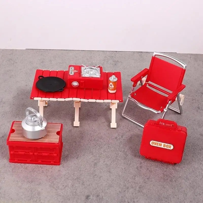 Miniature Camping Chair & Table Set | Dollhouse Figurine