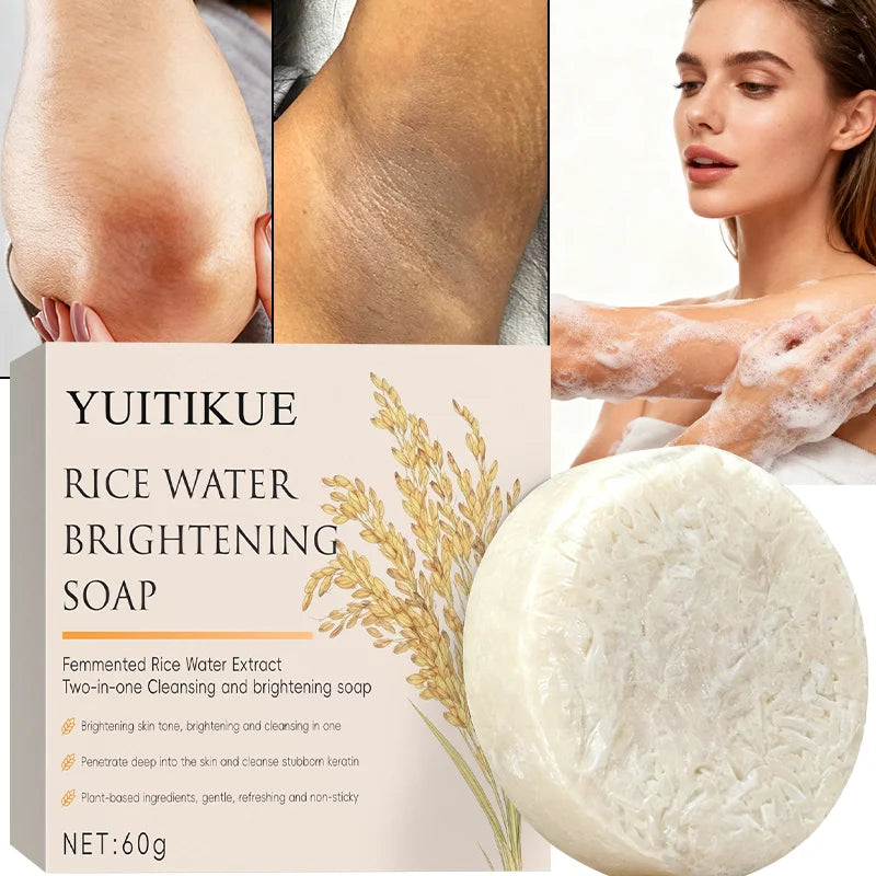 YUITIKUE 60g Rice Water Brightening Soap 2-in-1 Cleansing & Moisturizing Deep Cleanse for Brighter Skin Safe for Sensitive Skin Peaceful Pleasures Health and Wellness