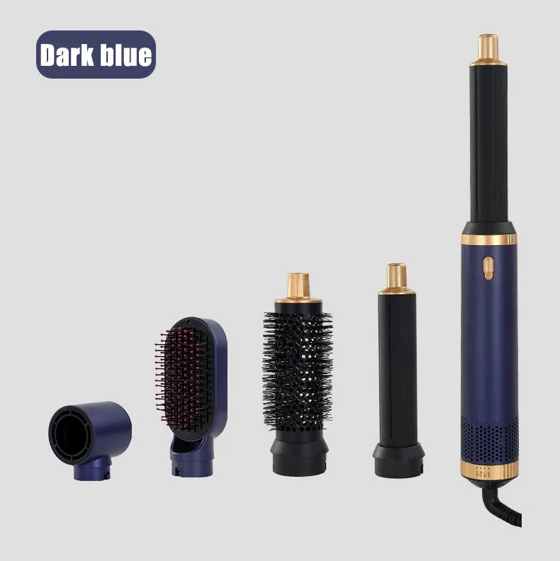 5 in 1 Hair Dryer Brush Hot Comb Set Professional Curling Iron Hair Straightener Styling Tool For Professional Hair Dryer Peaceful Pleasures Health and Wellness Blue-gold AU