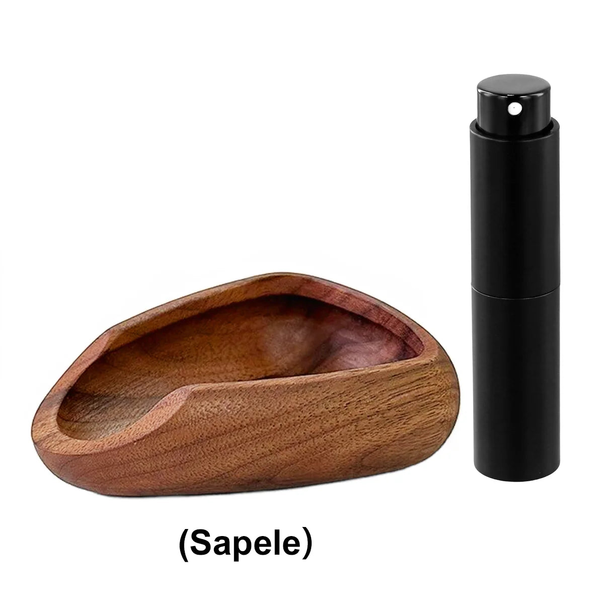 Wooden Coffee Bean Tray with Sleek Black Sprayer, Wood Dish for Coffee Beans, Perfect for Coffee Enthusiasts and Baristas Peaceful Pleasures Health and Wellness Sapele Wood 1