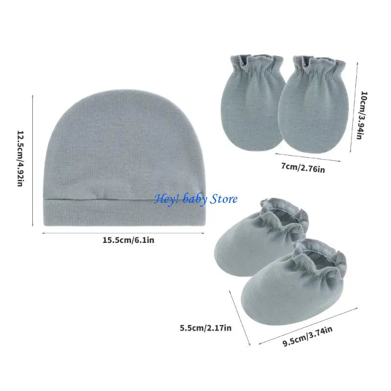 Baby Bonnet Hat Mittens & Booties 3-Piece Set | 0–6 Months