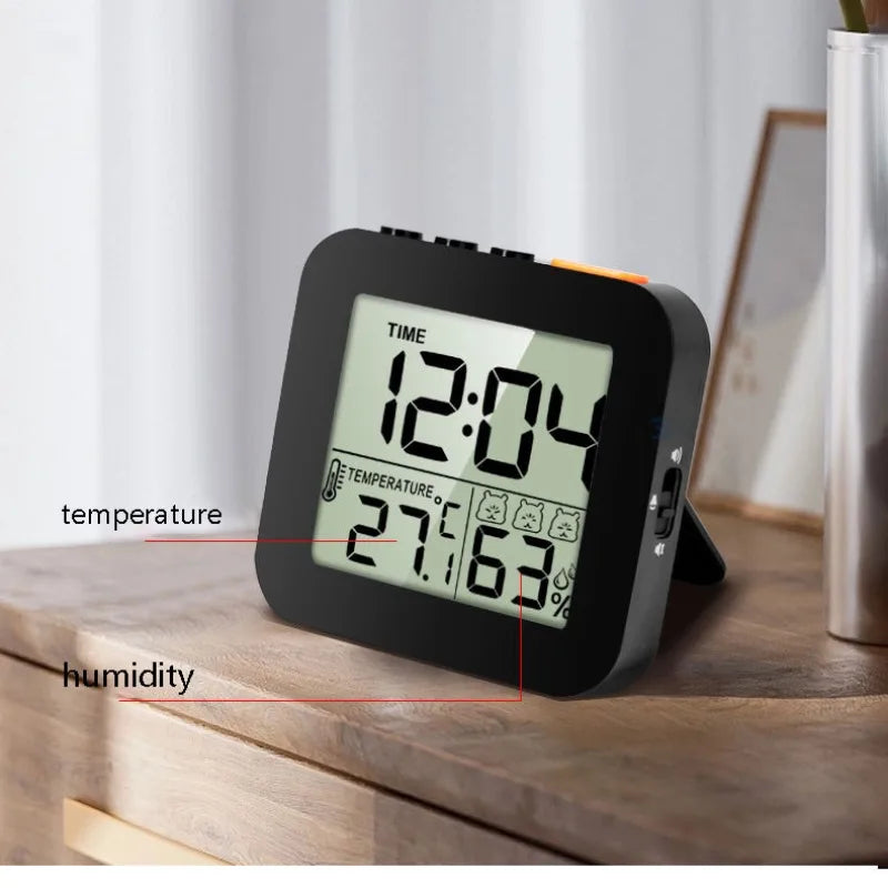 Modern LCD Digital Clock Living Room Alarm with Humidity Display Timer Snooze Mode Desk Clock Desk Decorating Bedroom Stuff Peaceful Pleasures Health and Wellness