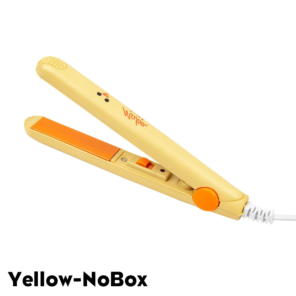 Mini Hair Iron Straightener & Curler Fast Heating Straightener Flat Iron Ceramic Straight Hair Iron Stlying Tools For Women Girl Peaceful Pleasures Health and Wellness Yellow-NoBox US