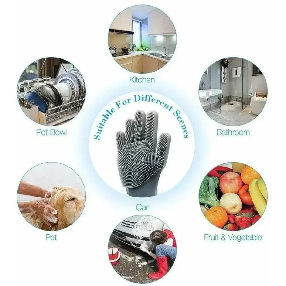 Magic Silicone Dishwashing Gloves | Kitchen Scrubber Gloves