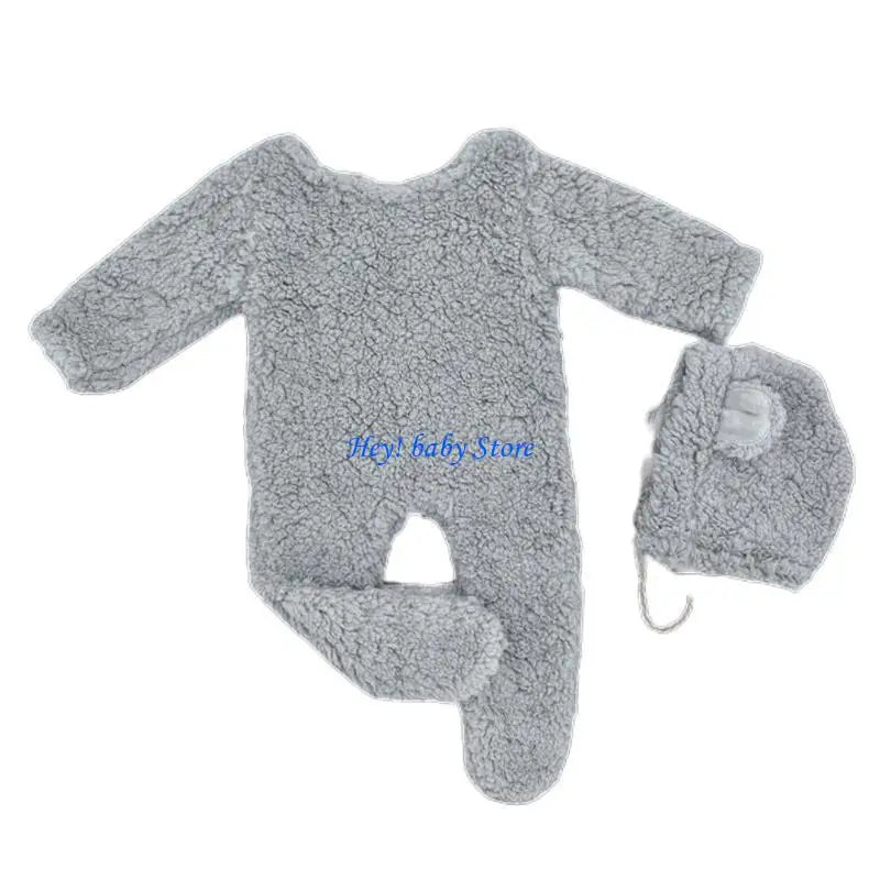 Baby Bear Photography Costume – Plush Romper & Bear Ear Hat