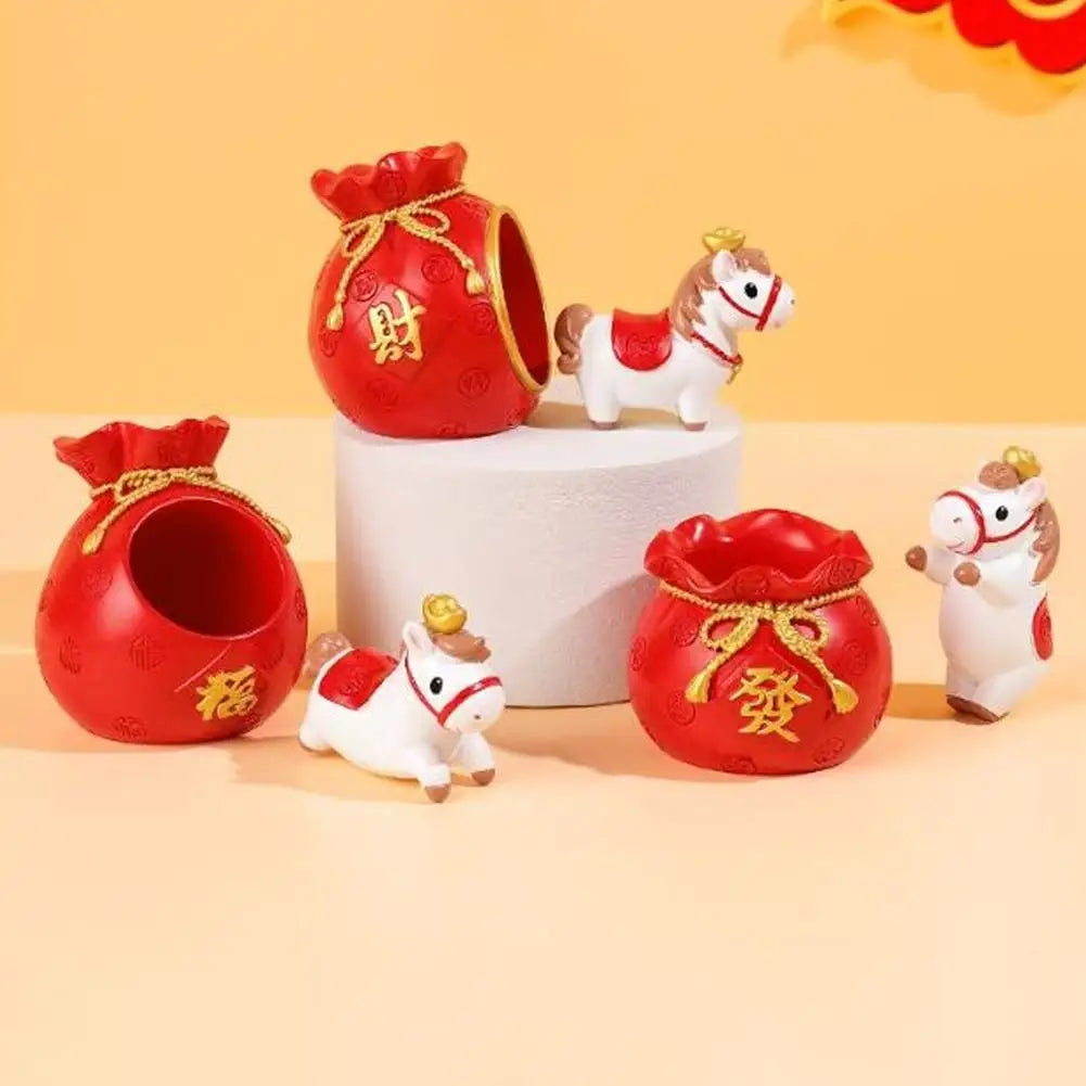 Lucky Horse Figurine Resin | Chinese New Year Wealth Decor
