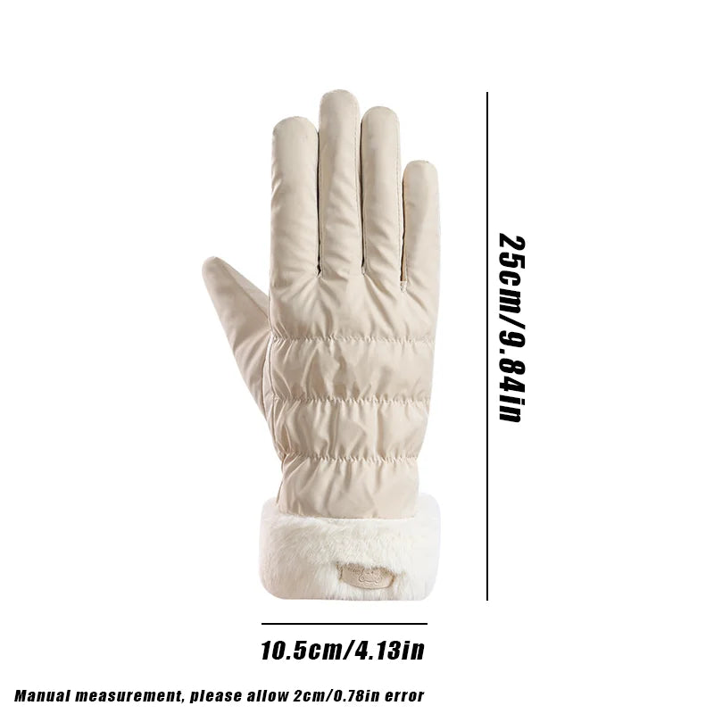 Women's Plush Full Finger Winter Skiing Gloves – Anti-Slip
