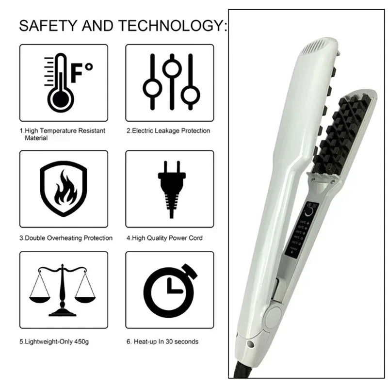 Professional Fluffy Corn Perm Volumizing Hair Iron Straightener Comb Increase Hair Volume Fluffy Hair Straightener Flat Irons Peaceful Pleasures Health and Wellness