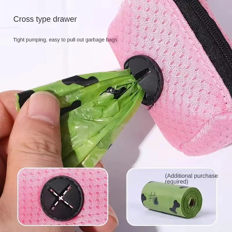 Portable Mesh Dog Poo Bags Dispenser Hanging with Buckle Colorful Dog Waste Bag Holder Pet Garbage Dispenser For Walking Peaceful Pleasures Health and Wellness