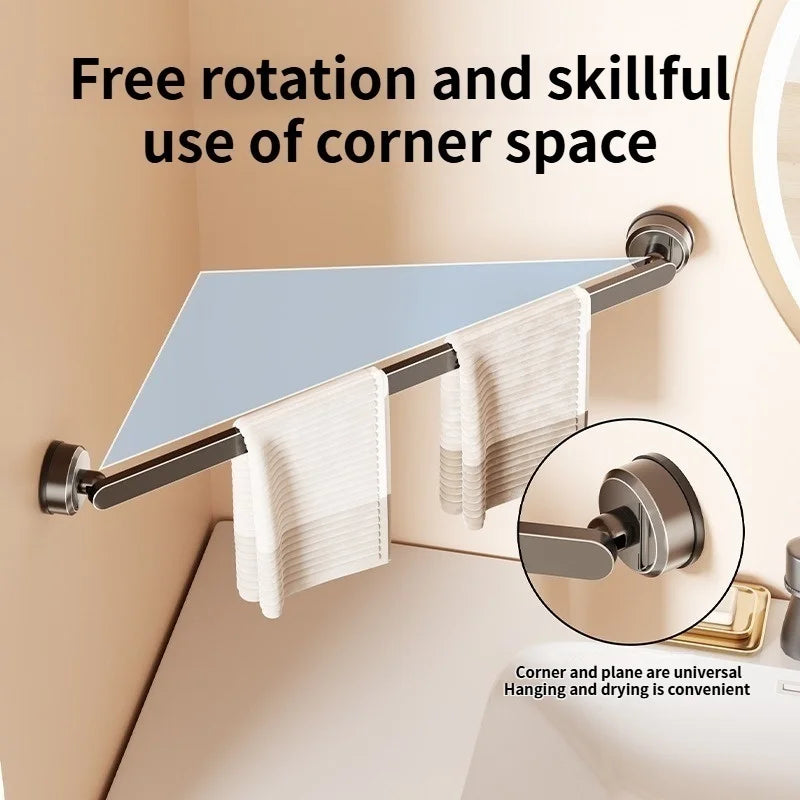 Suction Cup Wall-Mounted Bathroom Towel Bar with Hook