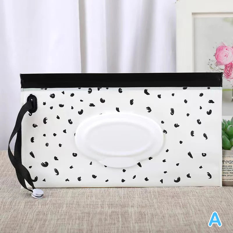 Portable Baby Wet Wipes Dispenser Bag | Cartoon Snap-Strap Pouch