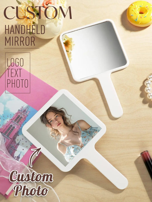 Custom Mirror Custom with Text Photo or Logo Handheld Makeup Mirror Personalized Compact Mirror for Daily Use Travel Office Peaceful Pleasures Health and Wellness