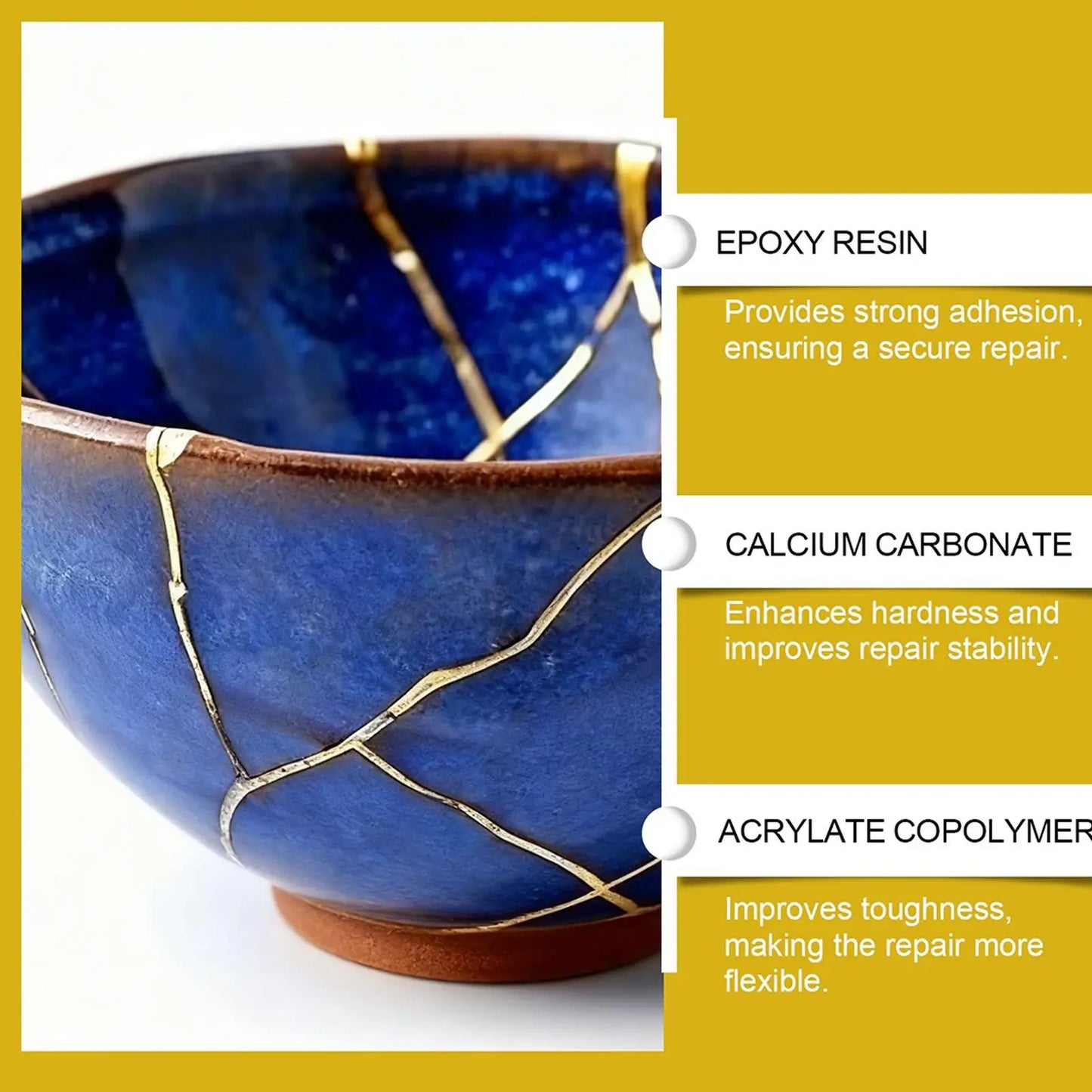 Kintsugi Gold Ceramic Repair Kit – Food-Safe Pottery Adhesive